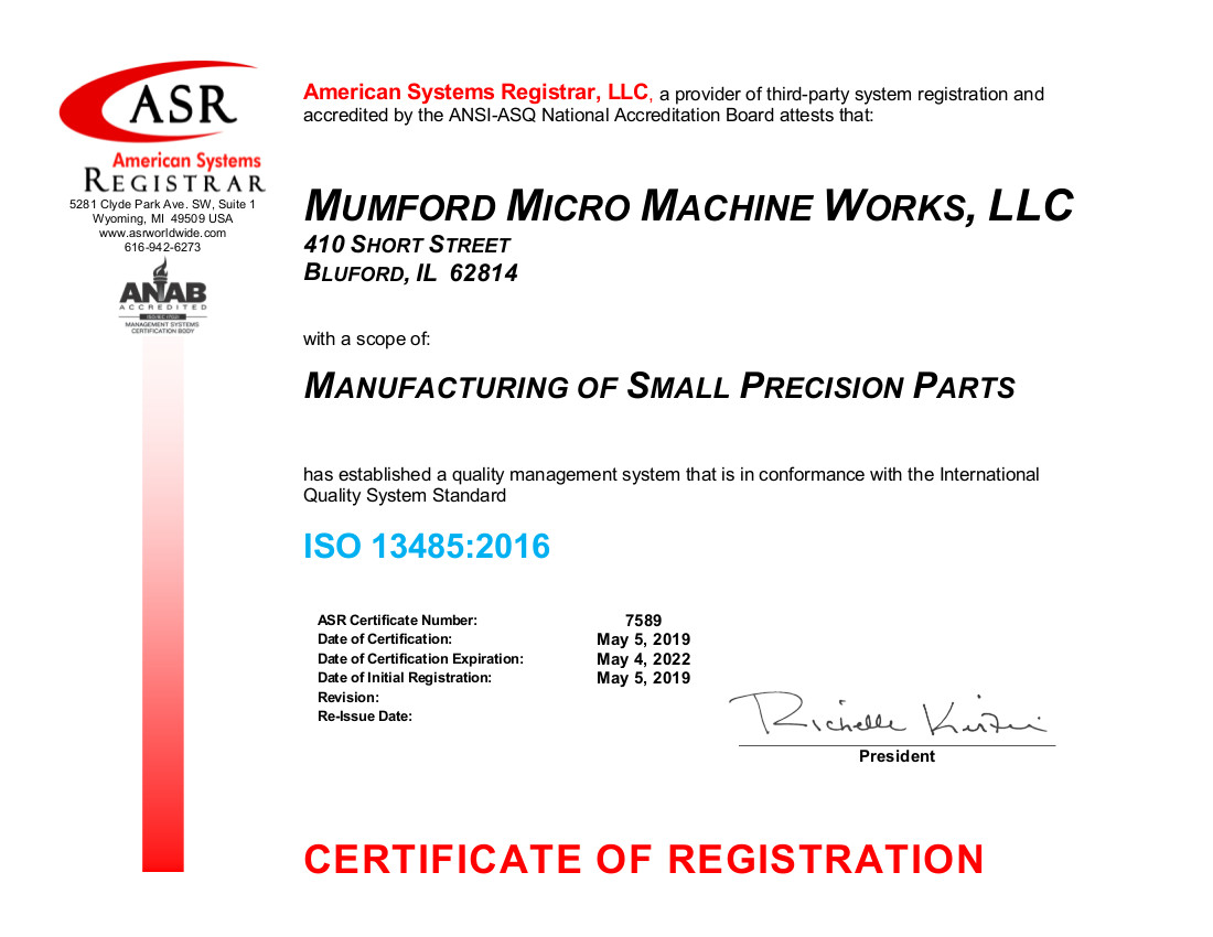 7589 Mumford Micro Machine Works ISO 13485 Certificate May 2019-signed